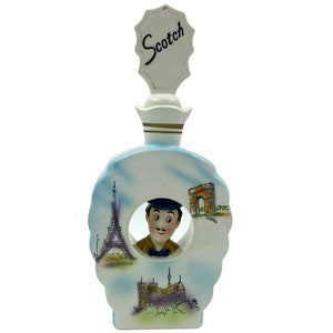 Vintage Paris Theme Scotch Decanter Ceramic Bottle Elbro Japan