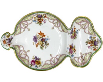 Plato de servir de porcelana antigua Imperial Crown China Austria PH Leonard Import
