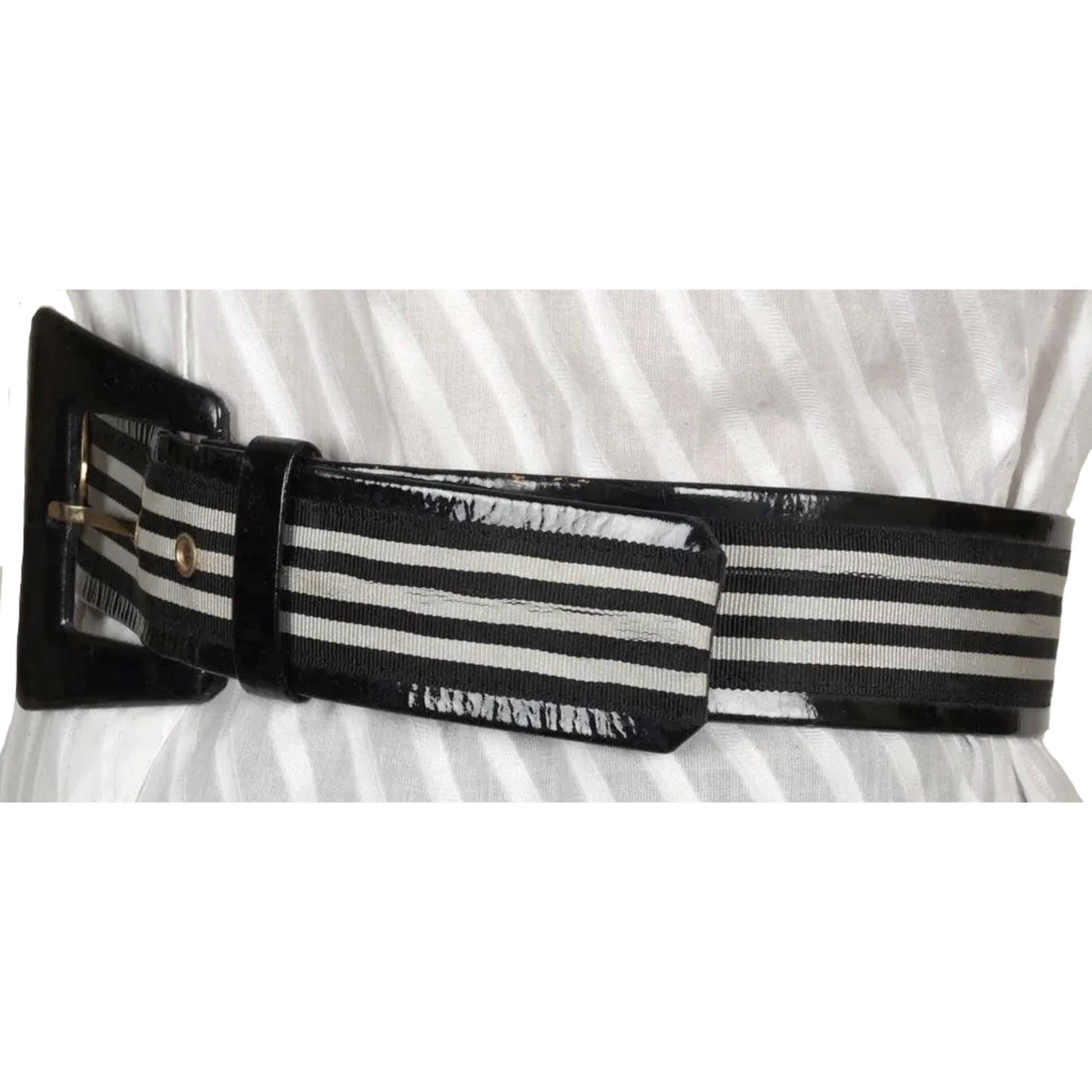 Ceinture Homme Jacques Fath Vintage - Cuir Noir Effet Peau De Lézard - Longueur 110 Cm