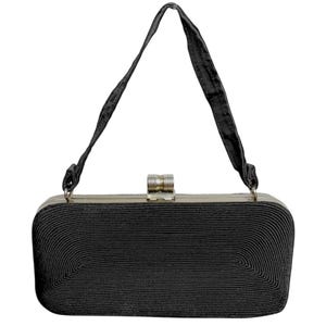 Vintage 1940s 50s Black Cordé Handbag Purse Stamped New Yorker