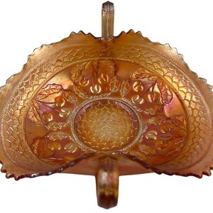 Porte-cartes Fenton Cherry Circles Carnival Antique en verre à 2 anses et souci