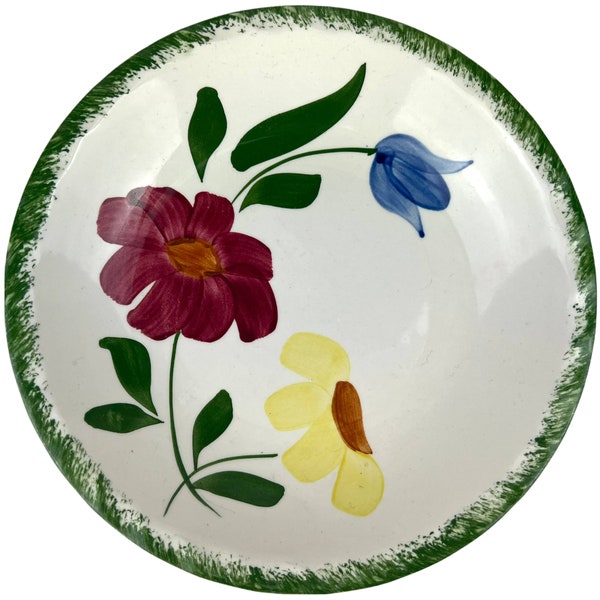 Vintage 1940s Blue Ridge Southern Potteries Salad Bowl Sun Bouquet Variant Hand Painted Flowers