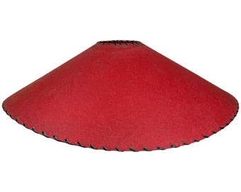 Pantalla de lámpara grande vintage de los años 40 y 50 para lámpara de pie, 53 cm de diámetro, fibra de vidrio roja.