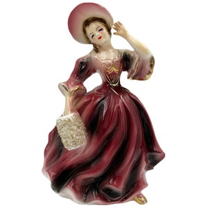 Vintage viktorianische Dame Figur mit Muff Made in Japan Florence Keramik Imitation
