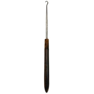 Antique Button Hook Turned Wood Handle 10.375”