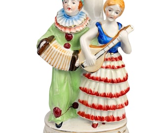 Vintage Occupied Japan Pierrot & Columbine Lamp Base – Hand Painted Porcelain