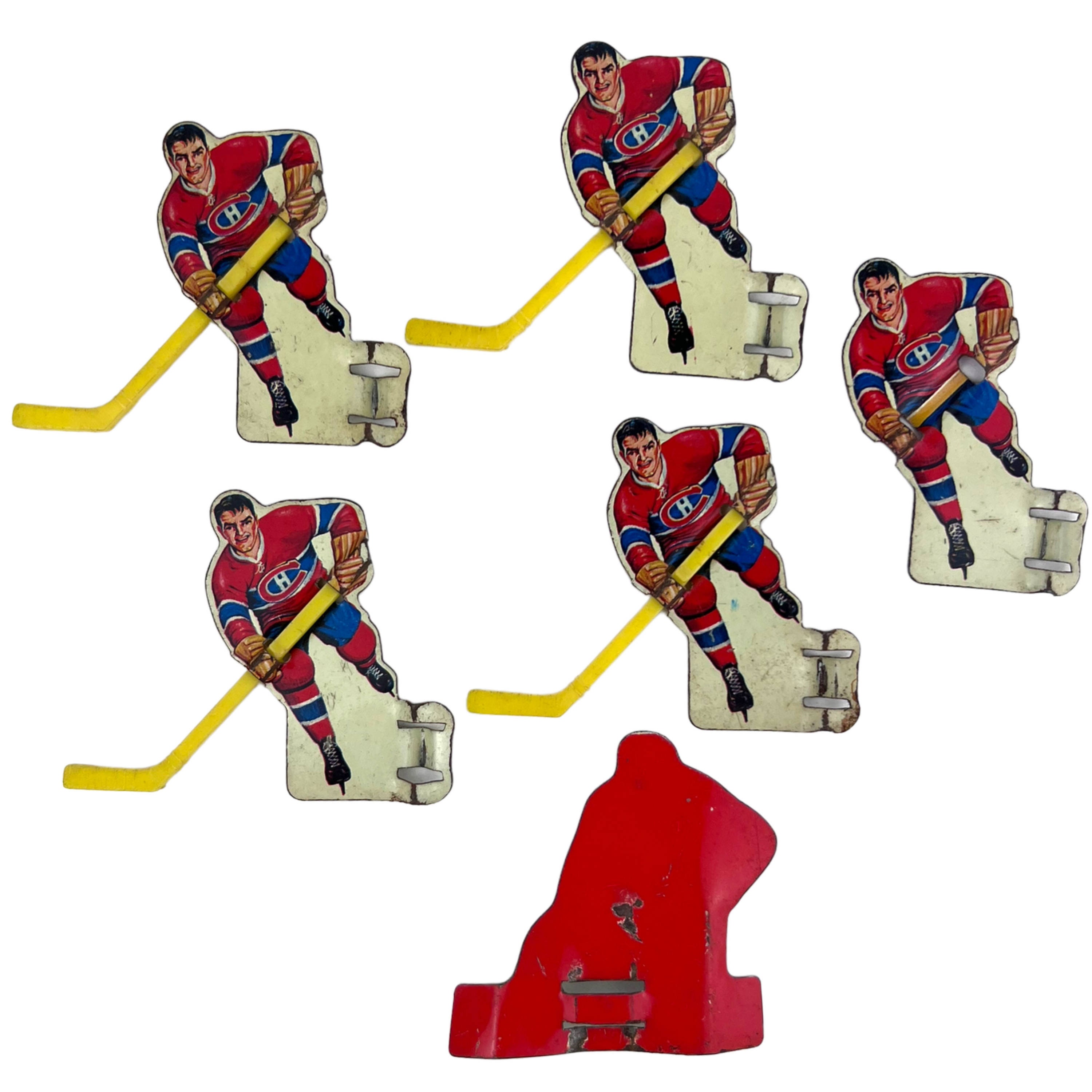 Vintage 1960s Hockey Players Metal With Plastic Sticks for