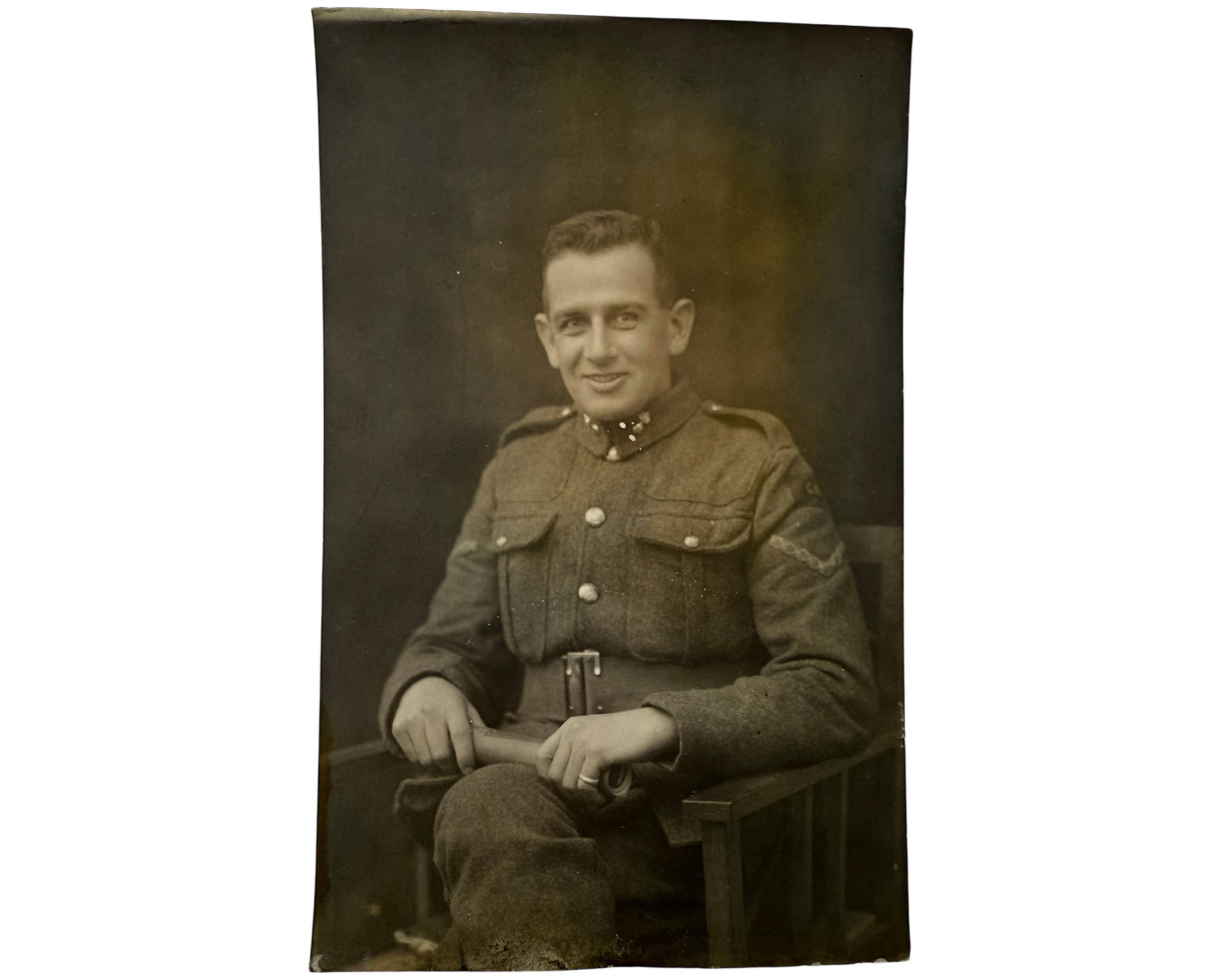 WWI Canada RPPC Canadian Artillery Officer Photo Postcard Lance Corporal w Good Conduct Stripe