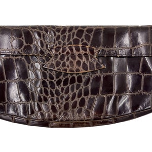 Cartera de mano grande vintage de los años 40 de piel prensada, 21,5 x 38 cm