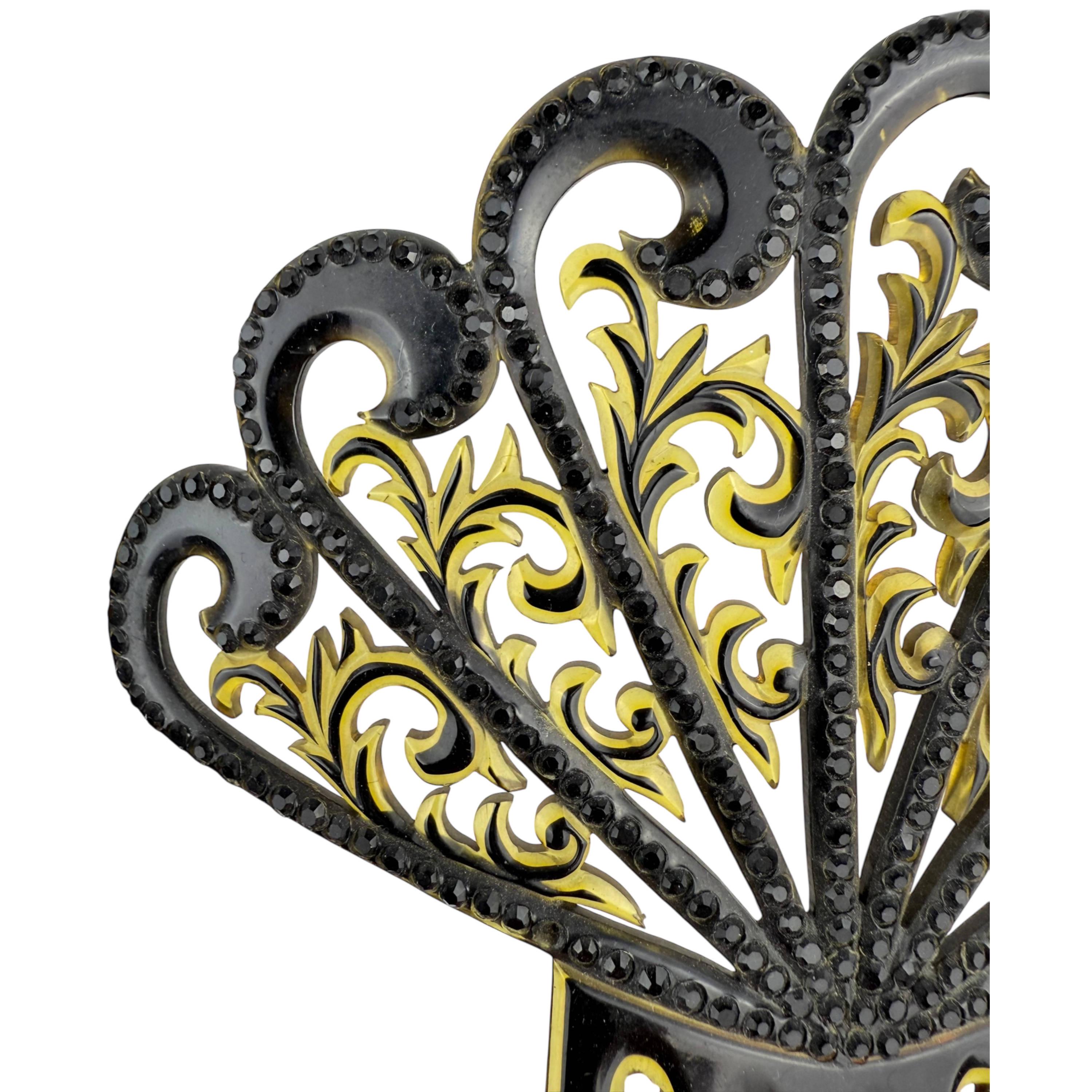 Antique Spanish Style Celluloid Hair Comb With Black  display picture 1