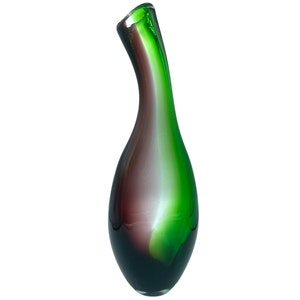 Vintage Murano Glass Sommerso Vase Purple Green Clear 15.5”