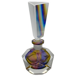 Vintage Lead Crystal Glass Perfume Bottle Coloured Well Imperlux Germany