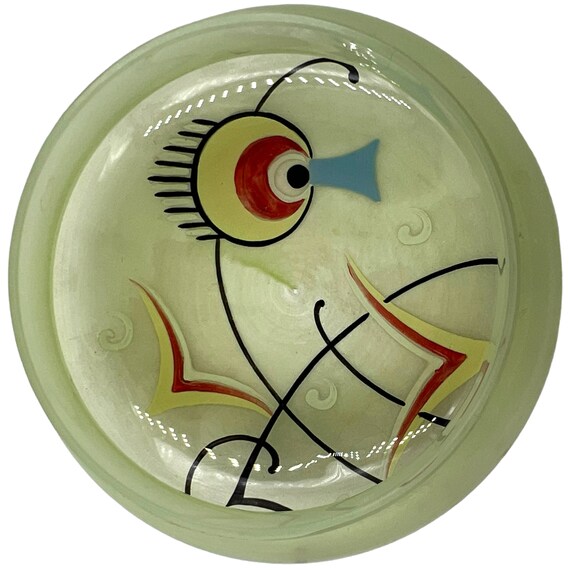 Art Deco Glass Powder Jar Enamel Painted Bauhaus … - image 6
