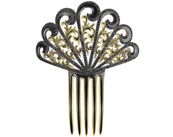 Antique Beautiful Art Deco Flapper Celluloid Rhinestone Comb (A3150) Antique Beautiful Art Deco Flapper Celluloid Rhinestone Comb  main image 2
