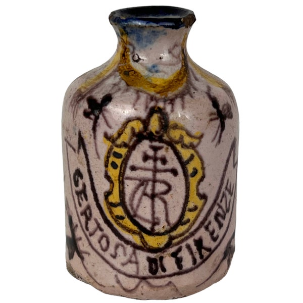 Vintage Certosa di Firenze Miniature Jug Italian Pottery Bottle