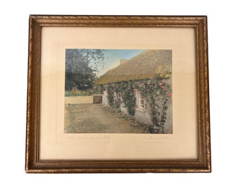 Antique Wallace Nutting Photograph Hand Coloured The Corner By The Gate c1915