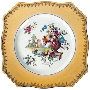 Prato de almoço quadrado vintage Grimwades Royal Winton com decoração de urna floral 8 3/4”
