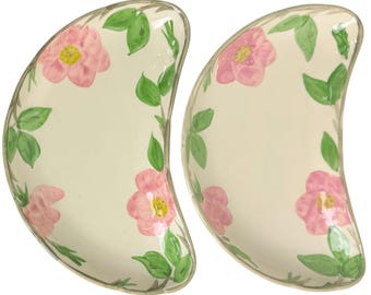 Vintage 1990s Franciscan Desert Rose Crescent Side Dish Pair Made in England