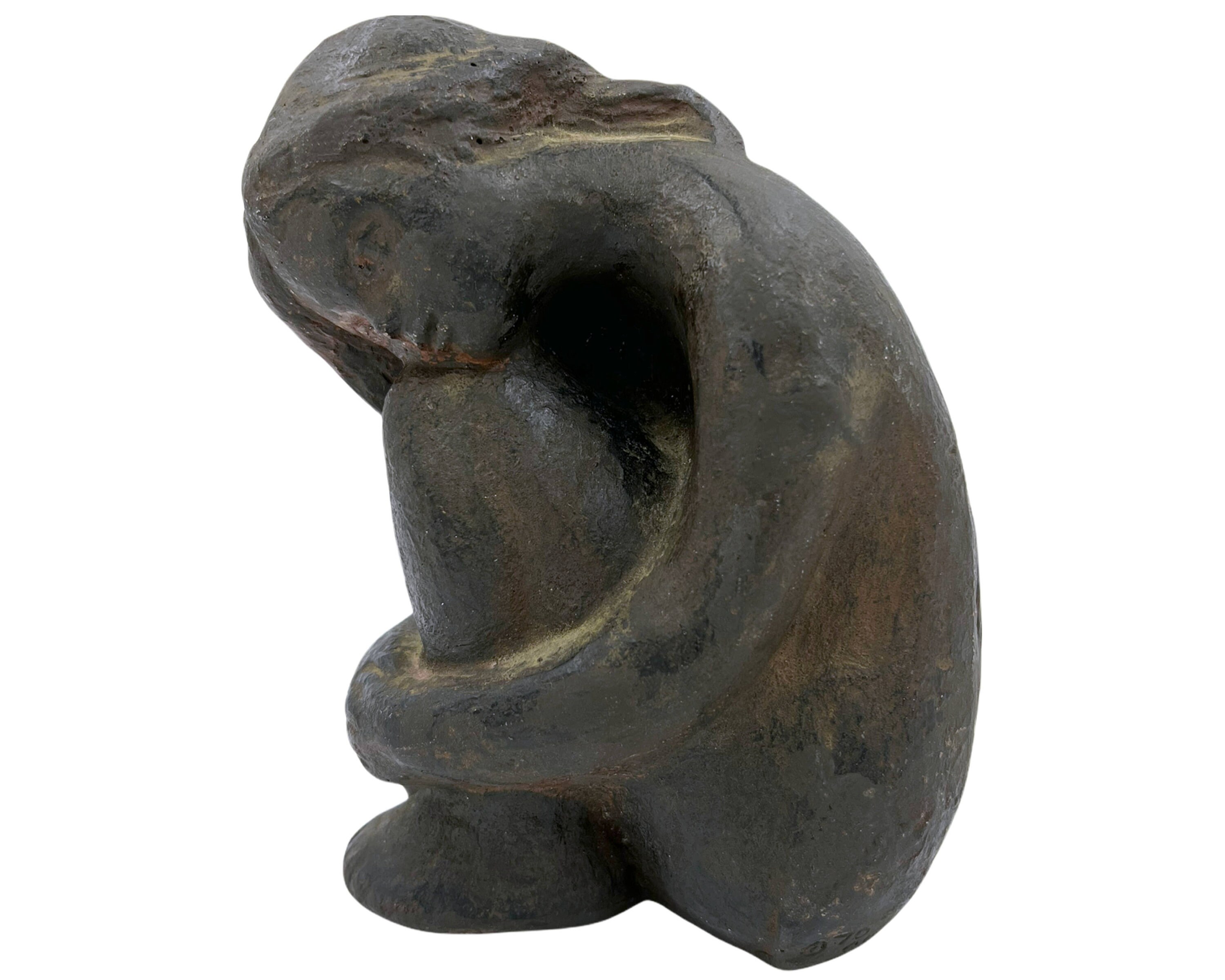 RESERVED Vintage 1970 Seated Nude Girl Sculpture Klara Sever