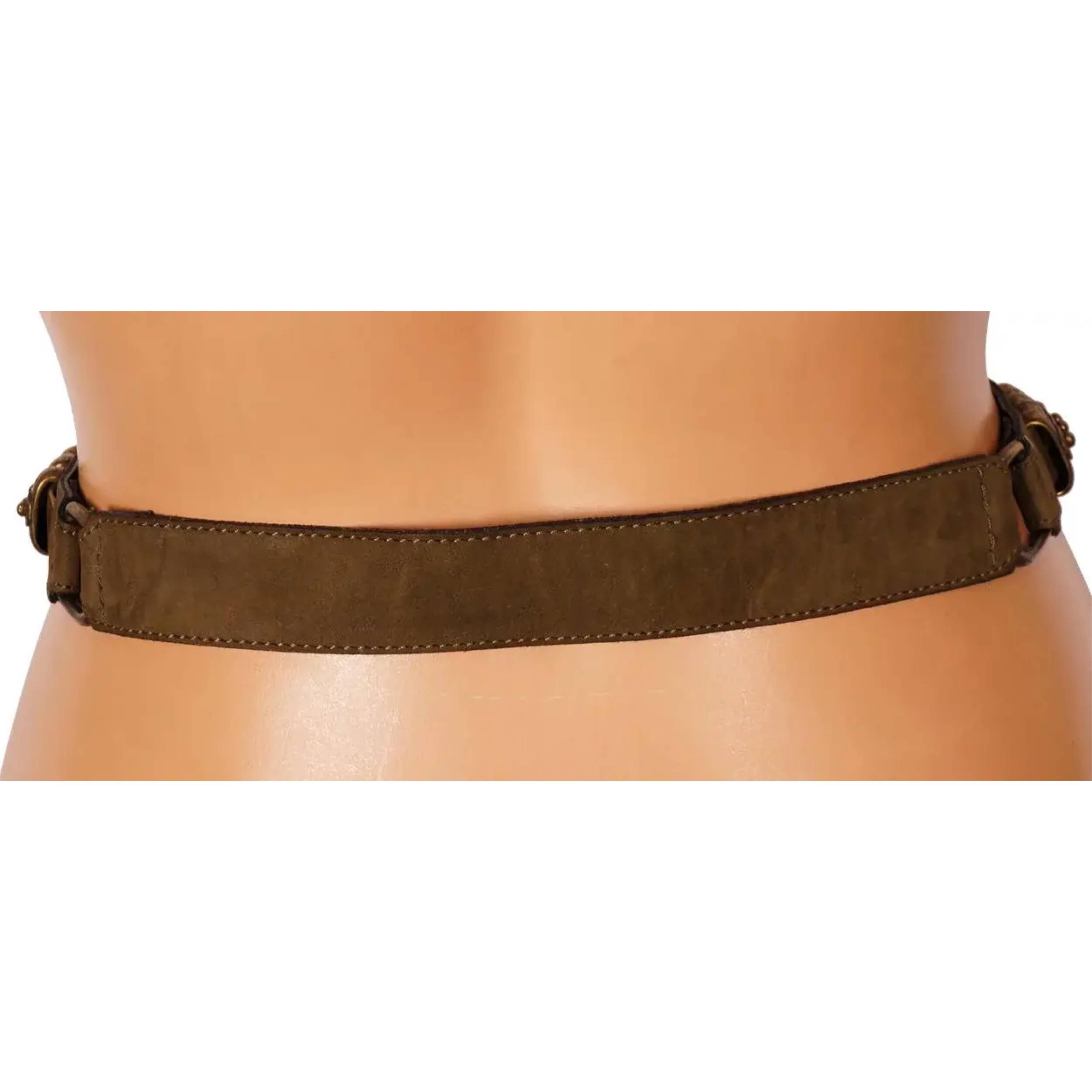 Vintage 80s Escada Laurel Brown Suede Leather Belt Ladies  display picture 1