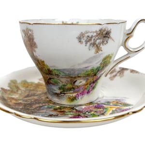 Vintage Shelley Bone China Cup & Saucer Heather Pattern 0187
