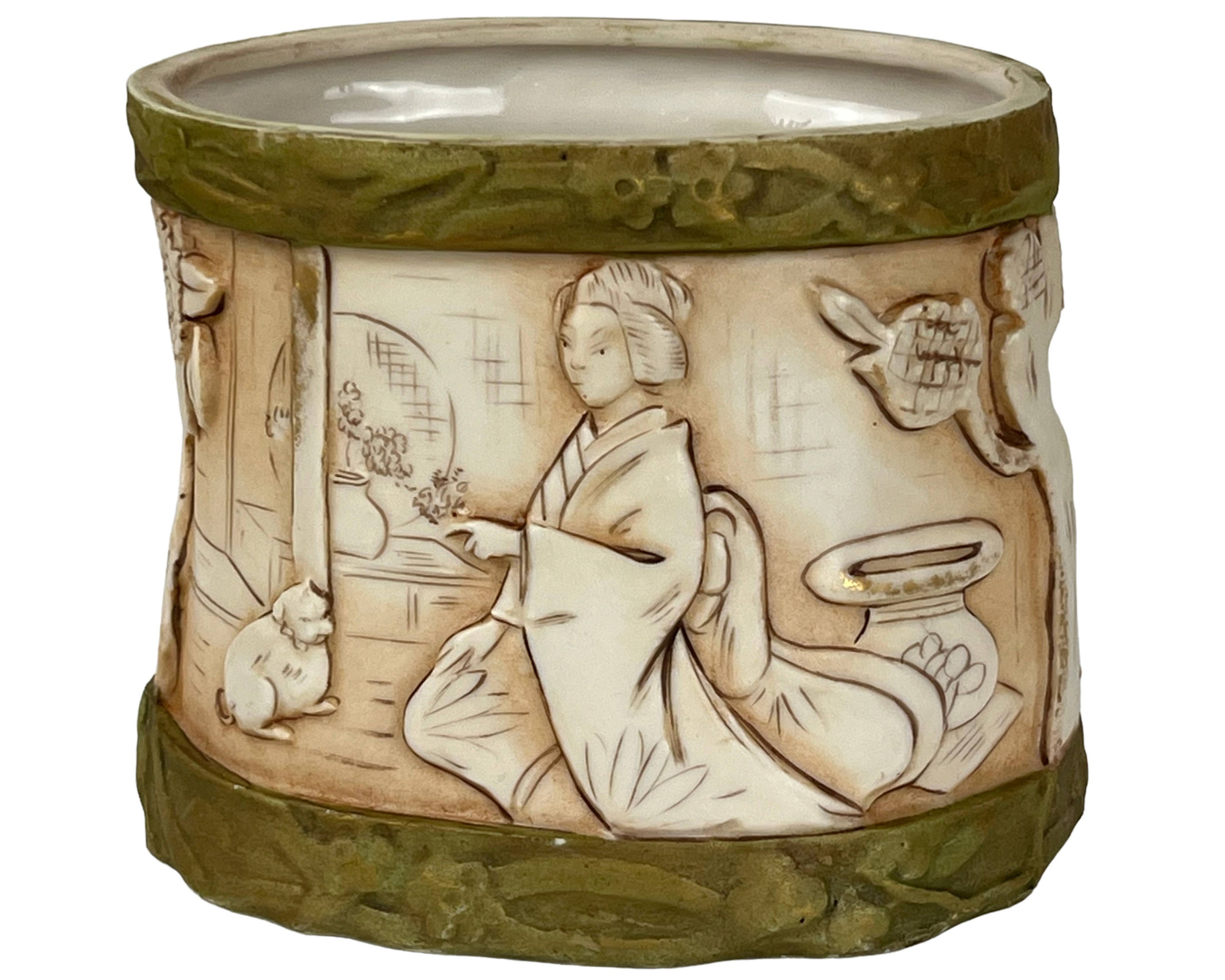  DUX ビンテージポーセリアン Antique Royal Dux Porcelain Japonaiserie Brush Pot - Etsy Canada