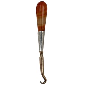 Antique Scottish Banded Agate Glove Button Hook w Brass Hook 2 7/8”
