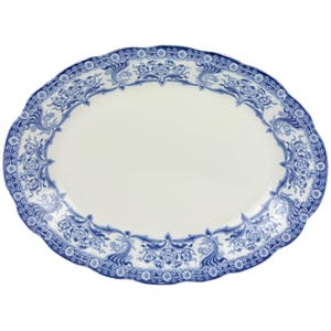 Antique Art Nouveau Winkle & Co Malvern Blue and White Transferware Platter – 12 1/4&quot; x 9 1/8”