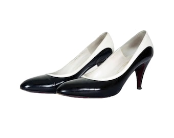 【希少レア】90s00s Salvatore Ferragamo Pumps 80s Vintage SALVATORE FERRAGAMO Black Patent and White
