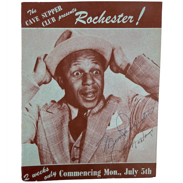 Eddie Rochester Anderson 1948 Autograph on Vancouver The Cave Pamphlet Jack Benny Show