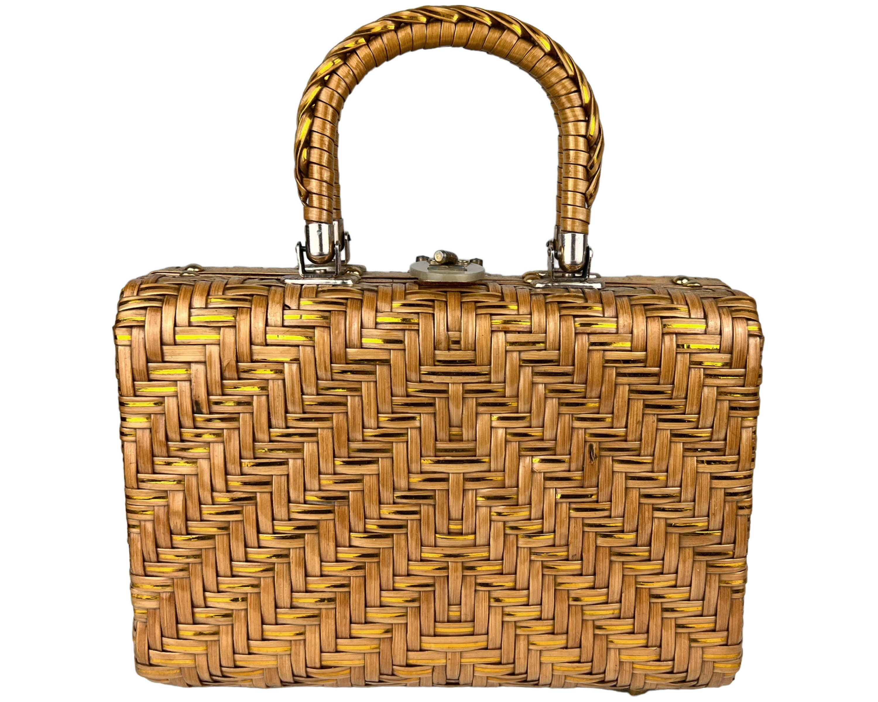 1960's White Wicker Handbag - Gem