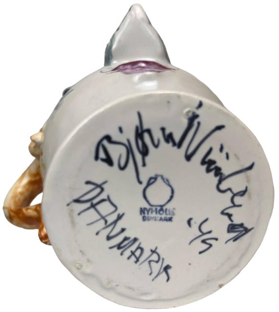 ビョルン・ヴィンブラッド初期のヘッド花瓶、直筆サイン・日付