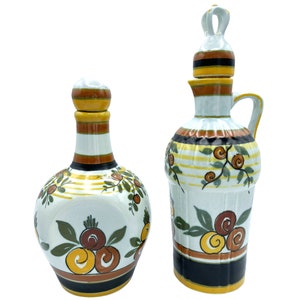 Art Deco Gouda Pottery Large Oil & Vinegar Signed PZH Plateelbakkerij Zuid-Holland