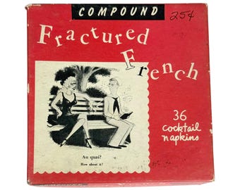 Vintage 1951 Französische Cocktail Servietten