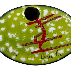 Vintage 1960s Ski Mont Ste Agathe Enamel Brooch Pin Quebec Skiing