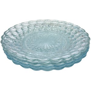 4 Anchor Hocking Sapphire Blue Bubble Glass Bread & Butter Plates Excellent