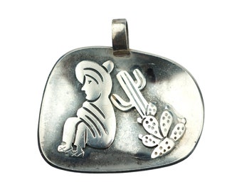 Vintage Taxco Sterling Pendant Mexican 925 Silver Signed MR