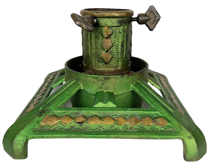 Vintage Christmas Tree Stand Cast Iron Made in Germany DRGM Original Paint Etsy