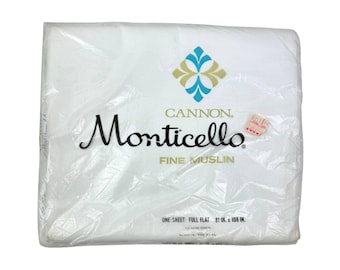 Sábana plana vintage Cannon Monticello de algodón fino de muselina – Nueva sellada – 81” x 108”