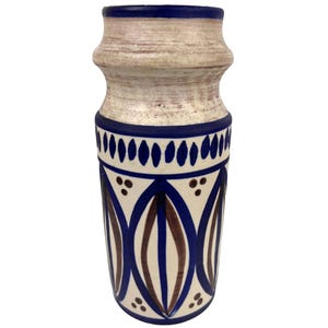 Mid Century Modern German Pottery Vase Hand Painted 10” Tall