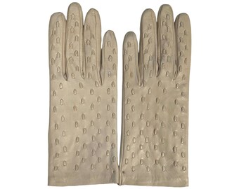 Unbenutzte Vintage 1960s Leder Inlay Handschuhe Damen Größe Small