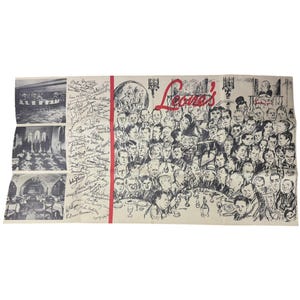 Menú vintage del restaurante Mother Leone's de Nueva York, 1958