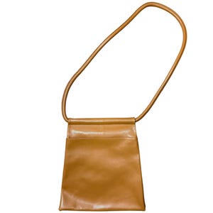 Sac à bandoulière pliable Tuci Italia vintage des années 1990 - Porte-monnaie style selle en cuir véritable, couleur cognac