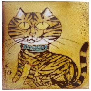 Vintage Chelsea Pottery Katzenfliesen-Untersetzer, Design von Joyce Morgan, England, ca. Ende der 1960er- bis 1970er-Jahre