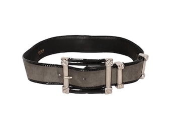 Vintage jaren 80 Escada grijze suède leren riem damesmaat S