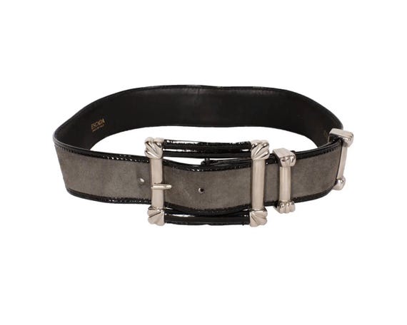 Vintage 80s Escada Gray Suede Leather Belt Ladies Size S  display picture 3
