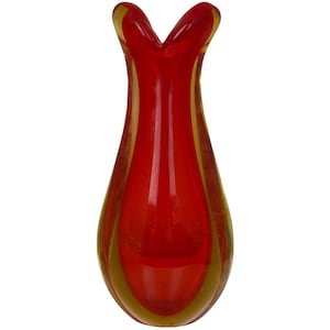 Murano Sommerso Red and Yellow Glass Vase Attributed to Flavio Poli for Seguso
