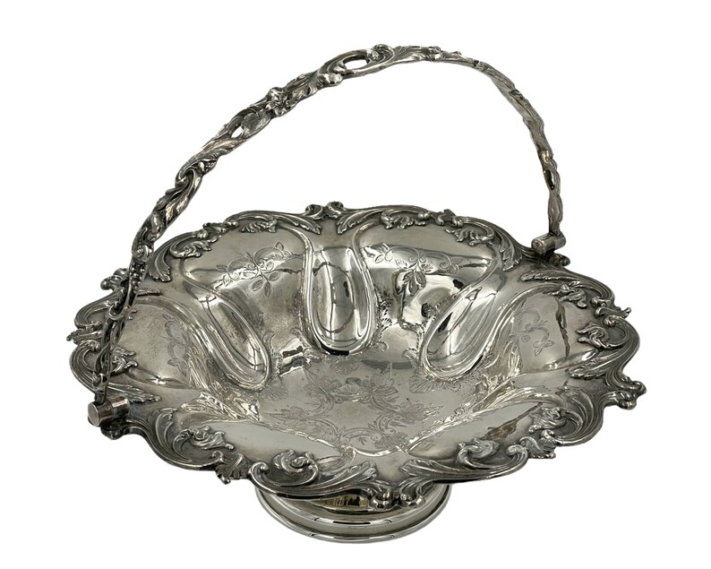 Antique Victorian Silver Plate Basket Ornate Top Handled Etsy