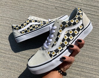 bees checkerboard vans