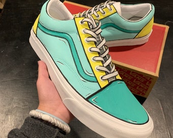 cartoon vans slip ons